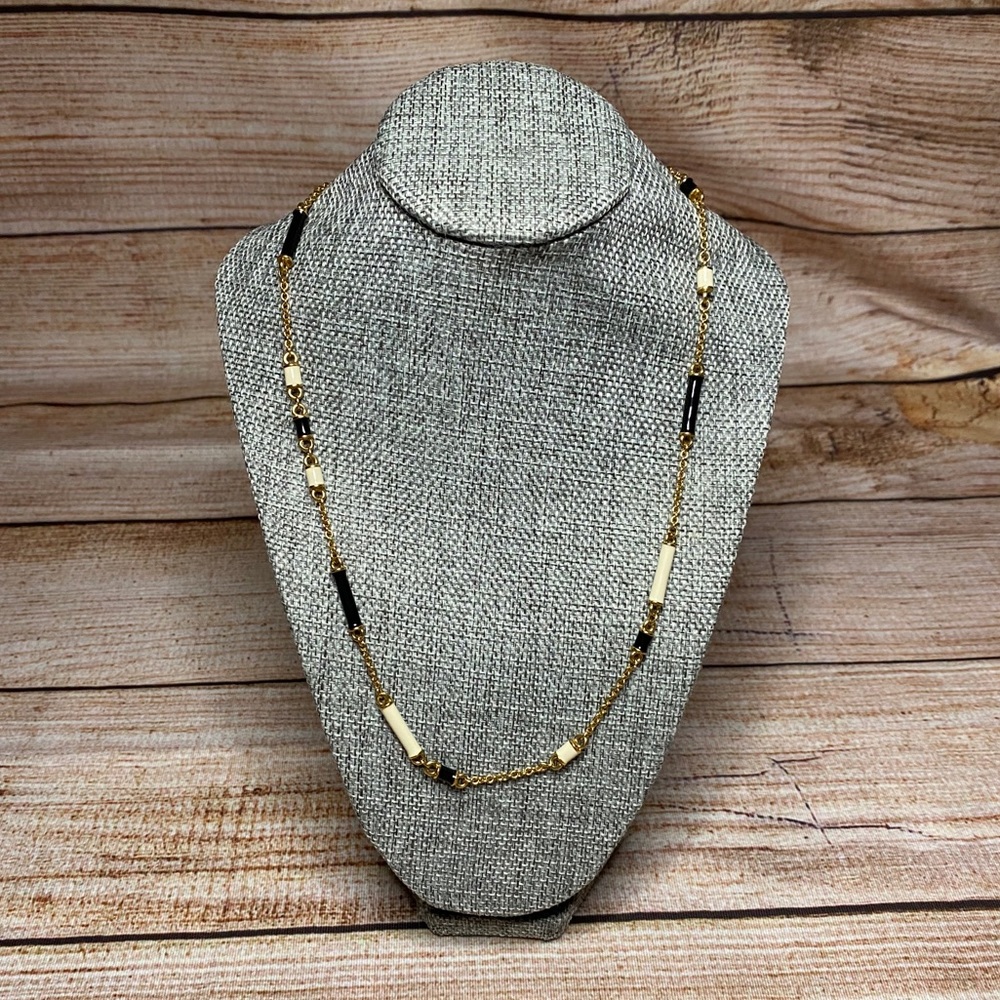 Kate Spade “Bar None” Black/Cream Beads Necklace